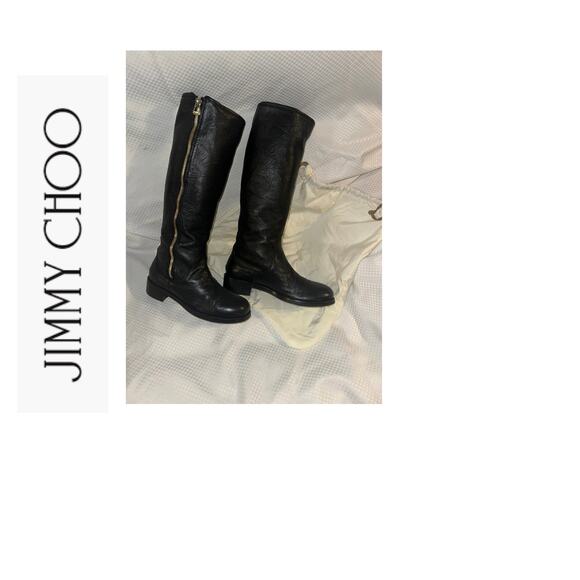Jimmy Choo Shoes - Jimmy Choo Black & Gold Tall Boots. Sz 40